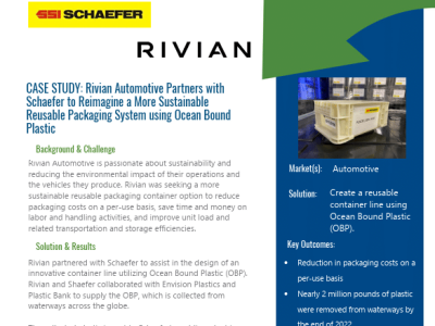 Case Study: Rivian Automotive Partners with Schaefer to Reimagine a More Sustainable Reusable Packaging System using Ocean Bound Plastic