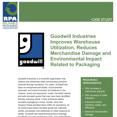 Case Study: Goodwill Industries Improves Warehouse Utilization, Reduces Merchandise Damage and Environmental Impact Related to Packaging